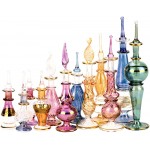 Egyptian Perfume Bottles Wholesale Mix Collection Set of 12 hand Blown Decorative Pyrex Glass 2 -5 in with handmade golden Egyptian decoration for Perfumes & Essential Oils by NileCart - B3NVFH90B