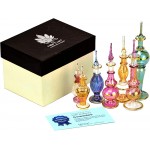Egyptian Perfume Bottles Wholesale Mix Collection Set of 12 hand Blown Decorative Pyrex Glass 2 -5 in with handmade golden Egyptian decoration for Perfumes & Essential Oils by NileCart - B3NVFH90B