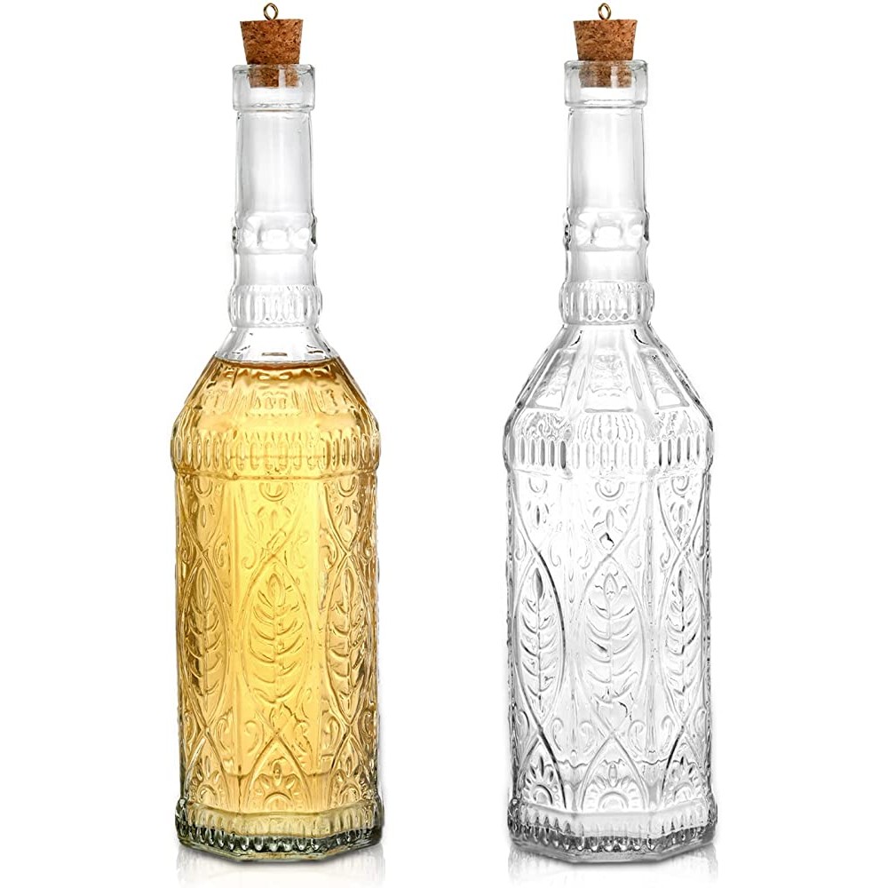 Frcctre 2 Pack Vintage Glass Bottles with Cork 24 Oz Decorative Glass Bottles Large Wine Oil Vineger Bottles Decorative Glass Vases Apothecary Glass Bottles Flower Glass Bud Vases - BAEQ4RHVW