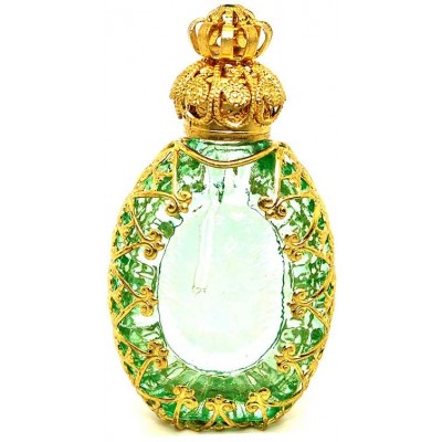 Gabriella's Gifts Czech Victorian Style Decorative Glass Perfume Oil holy Water Bottle Holder Green - B0EYNPDV5