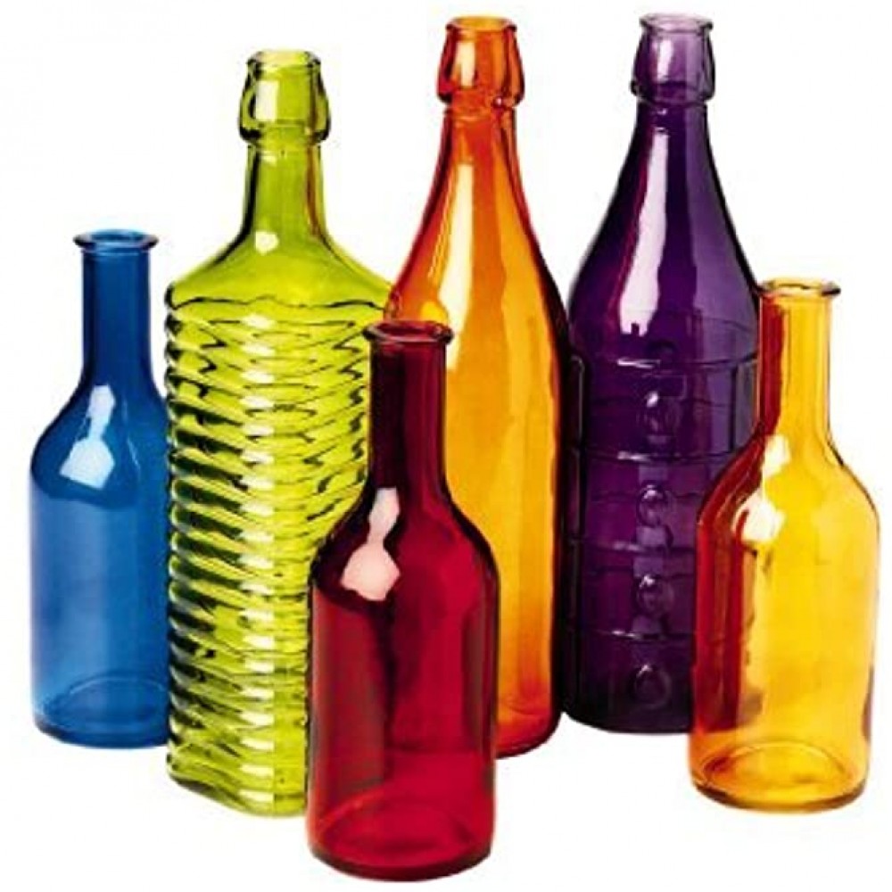 Gardener's Supply Company Colorful Bottles Set of 6 Painted Glass Decorative Bottles for Bottle Tree Garden Decoration - BXDLK39AR