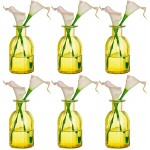 Glass Cylinder Vases Stripe 6Pcs for Centerpieces Yellow Bud Vases Decorative Glass Bottles Flower with Vase for Dining Table Home Wedding Decor - B75HTMHNX
