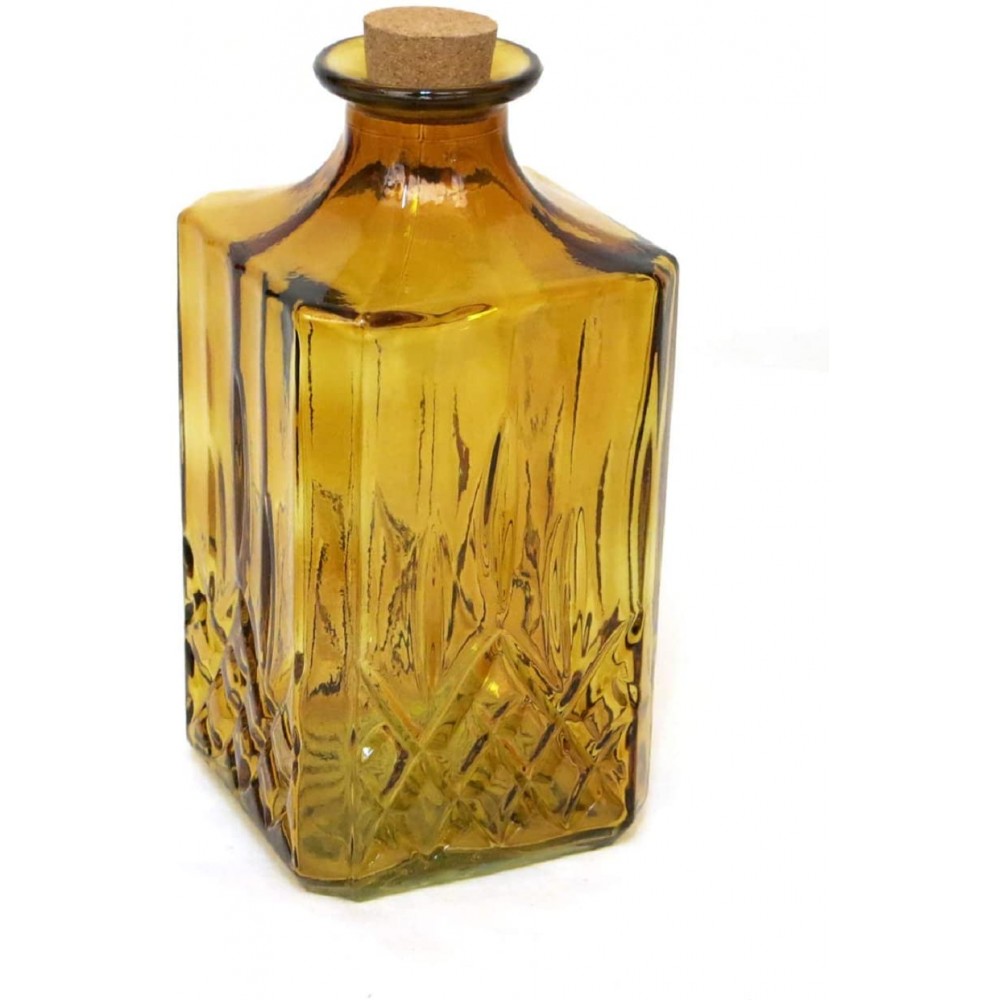 Little Valley Large Thick Plated Decorative Amber Glass Bottle Apothecary Style with Cork Stopper Measures 7 Tall x 3 1 2 Wide x 3 1 2 Long - BIKZG7H2K