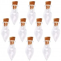 Mini Glass Bottles Drop Shape Clear Jars with Cork Hanging Wish Bottles Exquisite Decorative Ornaments 10Pcs - B1KN6ADIJ