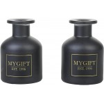 MyGift Black Glass Small Reed Diffuser Bottle Brand Label Flower Bud Vase Apothecary Style Decorative Bottles Set of 2 - BPU6FT7R3