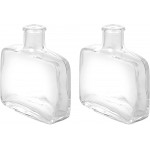 MyGift Modern Flat Whiskey Bottle Shaped Clear Glass Diffuser Bottles Flower Bud Vases Set of 2 - BAOKS60A2