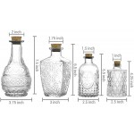 MyGift Small Clear Glass Reed Diffuser Bottles Vintage Embossed Apothecary Style Flower Bud Vases with Cork Lids Assorted Design and Sizes Set of 4 - B09ZSNC2X