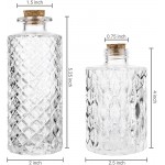 MyGift Vintage Embossed Reed Diffuser Bottles Decorative Clear Glass Bottles with Cork Lid Set of 2 - BKP2P530R