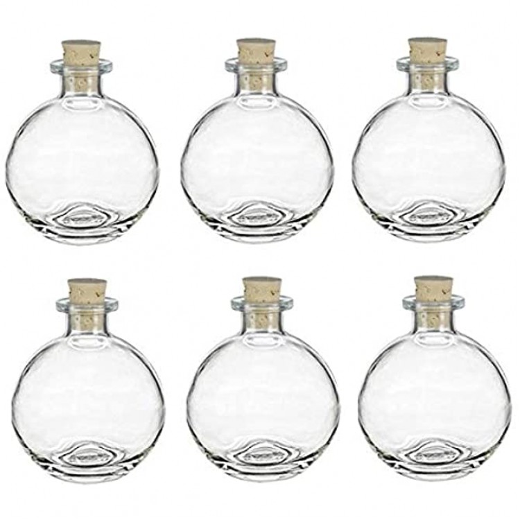 Nakpunar 6 pcs Spherical Glass Bottles with Cork Bottle Stopper 6 8.5 oz Clear - BU5XOI9N9