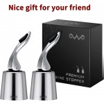 OWO Wine bottle Stopper Wine Saver with Silicone Decorative Wine Preserver Wine Toppers Stopper,Reusable Wine Cork Keeps Wine Fresh Silver 2 Pack - BLH4VHG2P