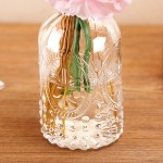 Set of 3 Antique-Style Clear Glass Embossed Apothecary Bottles with Cork Lids - BYRAK810B