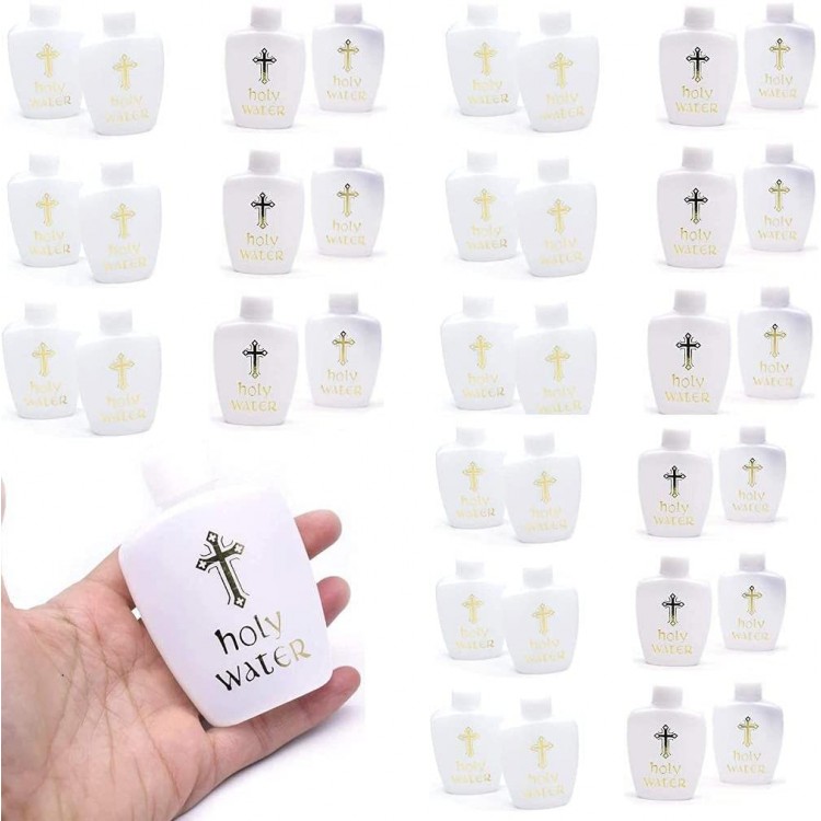 tuhanying-us 40 Pieces 60ml Catholic Christian Holy Water Bottle Empty Holy Water Bottles Set Gold Cross Holds Container for Home Kitchen Party Decorative Accessories - B9T78COYI