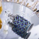 Vintage Decorative Fragrance Bottles Crystals Bejewelled Small Tubular Antique Refillable Perfume Bottles6ml,Blue - BM7XG5KU1