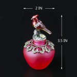 Vintage Empty Refillable Perfume Bottles Realistic Jeweled Bird Stopper Red Glass Ornament - BTG4Q47W1