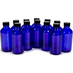 Vivaplex 12 Cobalt Blue 8 oz Glass Bottles with Lids - BCATDQM1X