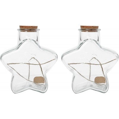Yardwe 2 Pcs Wishing Bottle Glass Star Shaped Jars Bottles with Cork Stoppers Wishing Drift Bottles Decorative Message Jars Empty Beads Container for DIY Craft Wedding Party Decor Transparency - B2VYS1JQ8