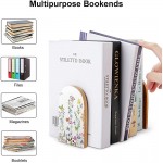 2 PCs Wood Book Ends Floral Plant Watercolor Flower Butterfly Modern Decorative Bookends for Shelves Book Ends to Hold Heavy Books for Office Home Desk 5x3 inch - BFB9THGAB
