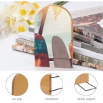 2 Pcs Wood Bookends Surfboard and Palm Tree on Beach Book Ends,Decorative Book Ends for Holding Books Cookbooks DVDs Movices-Retro - BUYJO9BQA