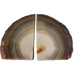 AMOYSTONE Agate Bookends for Shelf Decorative Geode Book Ends for Heavy Books Crystal Bookends for Shelves Nature Brown Small1 Pair 2-3 LBS - BT5B6ZXOS