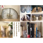 AMOYSTONE Agate Bookends for Shelf Decorative Geode Book Ends for Heavy Books Crystal Bookends for Shelves Nature Brown Small1 Pair 2-3 LBS - BT5B6ZXOS