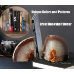 AMOYSTONE Agate Bookends for Shelf Decorative Geode Book Ends for Heavy Books Crystal Bookends for Shelves Nature Brown Small1 Pair 2-3 LBS - BPGLRM1PW