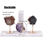 AMOYSTONE Amethyst Bookends for Heavy Books Decorative Marble Book Ends Stone Purple Non Skid Shelves Decor 1 Pair 5LBS - BKZORA6VR