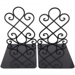 Anwenk Vintage Bookends with Felt Pads 2.2LB Heavy Duty Bookend Holder Long Base Luxury Art Book Stand Retro Antique Style,Non-Skid Felt Pads to Protect Bookshelf Bookcase-Black,1 Pair - BPASDZTET