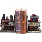 Bellaa 20928 Decorative Bookends Train Steam Locomotive Engine Industrial Gear Bookend Book Shelves Support Heavy Rustic Vintage Style Home Decor 6 Inch - BKE3Q1BW1