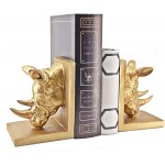 Bellaa 21800 Decorative Bookend Home Decor The Cool Rinocer Retro Book Ends Industrial Rustic Vintage Style Statues Bookshelves 7 inch - B19PL2NPR