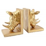 Bellaa 21800 Decorative Bookend Home Decor The Cool Rinocer Retro Book Ends Industrial Rustic Vintage Style Statues Bookshelves 7 inch - B19PL2NPR