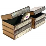 Bellaa 27932 Decorative Bookends Book Shelf Holder Stoppers Hidden Secret Storage Box Set 2 Wood 8 inch - B4D995EKS