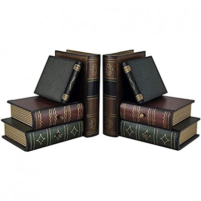 Bellaa Classic Wooden Book Bookends Library W  Hidden Drawers - BSOOSN6FN