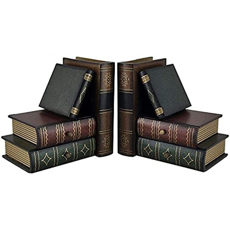 Bellaa Classic Wooden Book Bookends Library W Hidden Drawers - BSOOSN6FN