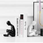 BIHOIB Black and White Decorative Reading Bookends for Shelves Ceramic Home Decor Statues and Sculptures,1 Pair - B70BL2D2X
