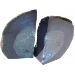 Blue Agate Bookend Pair 1 to 3 lb Geode Bookend with Rock Paradise Exclusive COA - BX05WBKQF