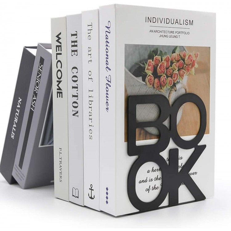 Book Ends Decorative Metal Book Ends Supports for Bookrack Desk,Books Unique Appearance Design,Heavy Duty - B0ILZXMNM