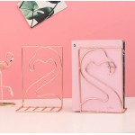 Booluee Creative Metal Flamingo Decorative Bookends Non-Skid Heavy Duty Metal Book Ends Book Stopper for Books Movies CDs Video Games 1 Pair Rose Gold Flamingo - BNVBHW2FK