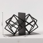 Cast Iron Bookends Decorative for Holding Heavy Books Metal Black Modern Geometric Design Book end Bookshelf Decor for Home Library Office School Book - B3OCNP093