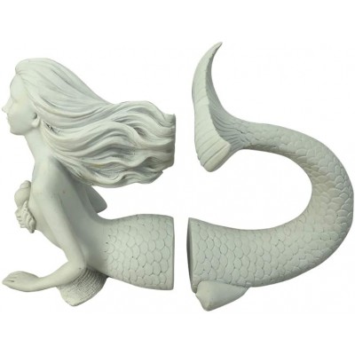 Comfy Hour Antique and Vintage Ocean Collection Resin Set 2 Mermaid Bookends Art Bookends Solid Heavy Weight White - BF96CCSAA