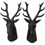 Comfy Hour Farmhouse Collection Resin Set of 2 Deer Head Art Bookends Solid Heavy Weight Black - BQKL3ZJHJ