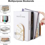 Cute Bookends Rose Gold Marble Pattern Book Ends to Hold Books for Office Home Decorative ​Duty Bookends for Shelves Book Stoppers Supports Bookshelf 3x5 Inch 1pair 2 Pieces - BQ5W3QH5X