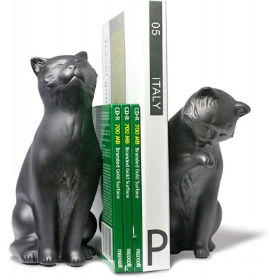 Danya B. Decorative Cat Bookend Set for Cat Lovers in Black Great Gift for The Feline Fan Child or Adult Home or Office Bookcases Display Shelves or for Pet Store Owner or Groomer - BKNWR0KUG