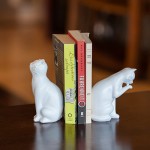 Danya B. Decorative Cat Bookend Set for Cat Lovers in White Great Gift for The Feline Fan for Home or Office Bookcases Display Shelves or for Pet Store Owner or Groomer - BZ22FQ31D