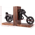 DANYA B Decorative Motorcycle Bookend Set Black Book Ends Bookends for Shelves Home Décor for Shelves Aluminum with Wooden Base - BDN9OAQPE