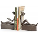 Danya B. Man and Woman Reading Metal Bookend Set Decorative Book Shelf Décor for Home or Office Gift for Avid Reader Book Enthusiast for Housewarming Birthday or Holiday - BP92YAD74