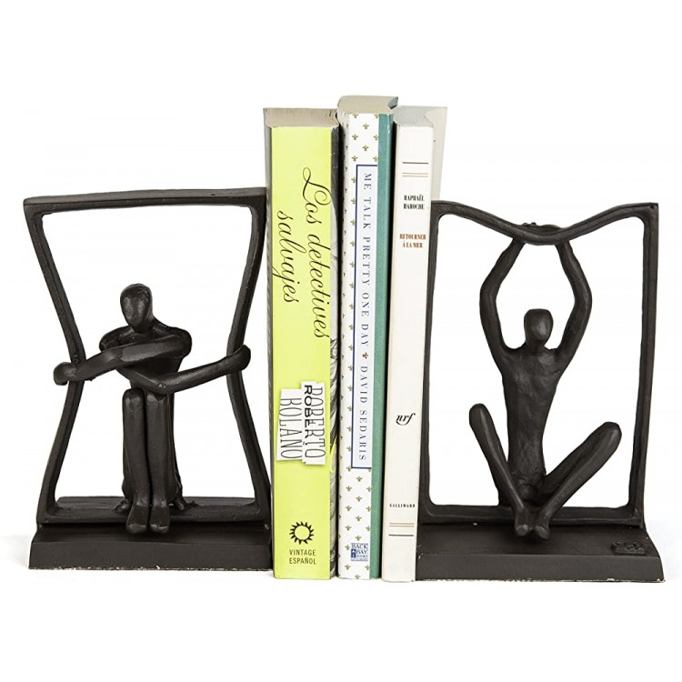 Danya B. ZI17048 Stretching Boundaries Iron Bookend Set – Decorative Modern Metal Sculpture Bookends - BLSITP54D