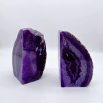 Decorative Agate Bookends 2-3 lbs Dyed Purple Natural Crystal Geode Book Ends for Home Decor Housewarming Gift 1 Pair - BPPTAYA81