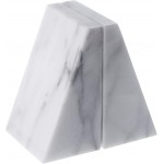 Fox Run Triangular 100% Natural Polished White Marble Bookends 4 x 3 x 6 inches - BR2YHL5PX