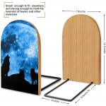 Galaxy Wolf Book Ends for Shelves Wooden Bookends Holder for Heavy Books Divider Modern Decorative 1 Pair - BVPJKBAEQ