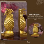 Garneck Resin Bookend Book Stopper Golden Pineapple Shape Non- Skid Bookend Decorative Bookends for Book Lovers Shelves Decoration - B3KYSNH51